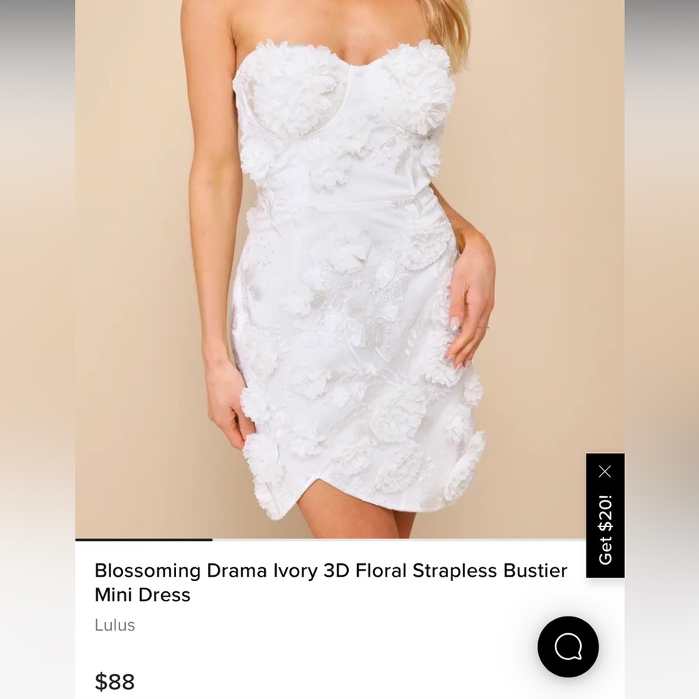 Lulus Bridal Blossoming Drama Ivory 3D Floral Strapless Bustier Mini Dress